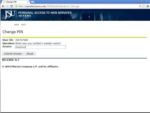 Resetting Your Paws Banner Self Service Pin With Security