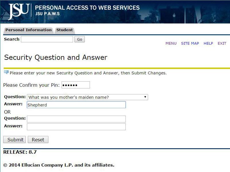 Resetting Your Paws Banner Self Service Pin With Security