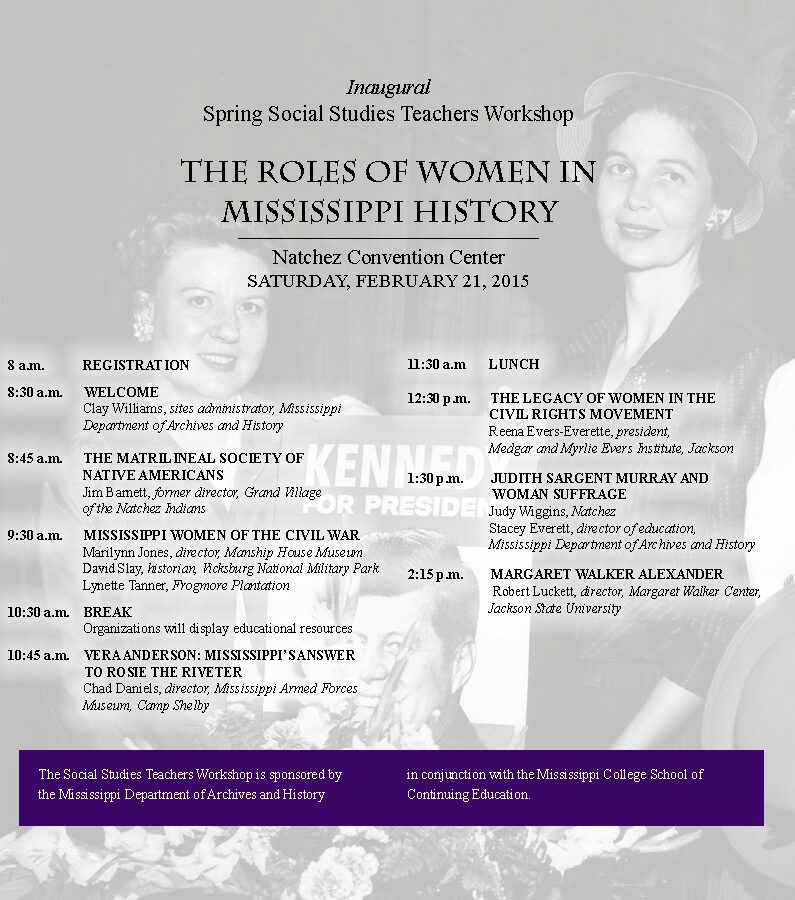 The Roles of Women in MS History (schedule)