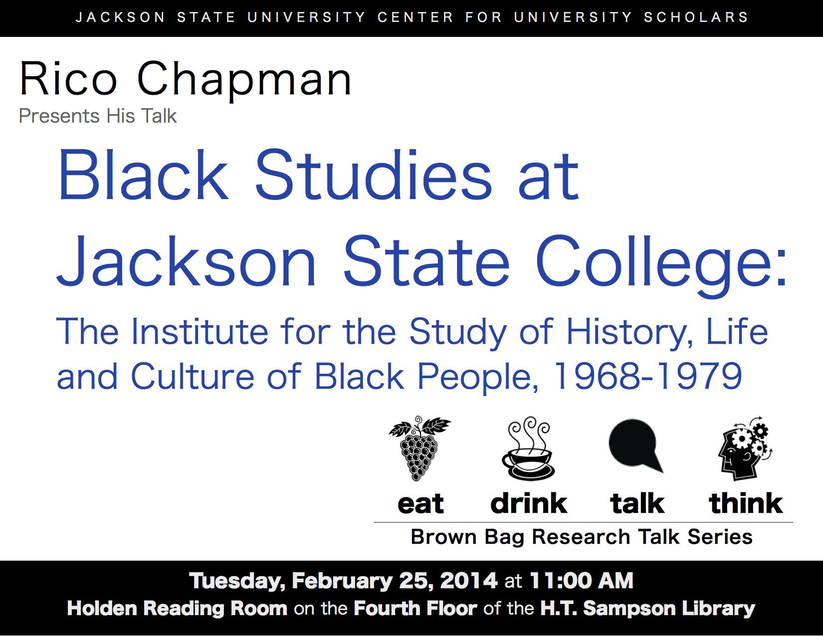 Flyer for Dr. Chapman's Brown Bag Research Talk