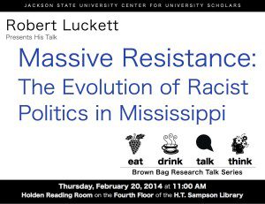 Flyer for Dr. Luckett's brown bag research talk.