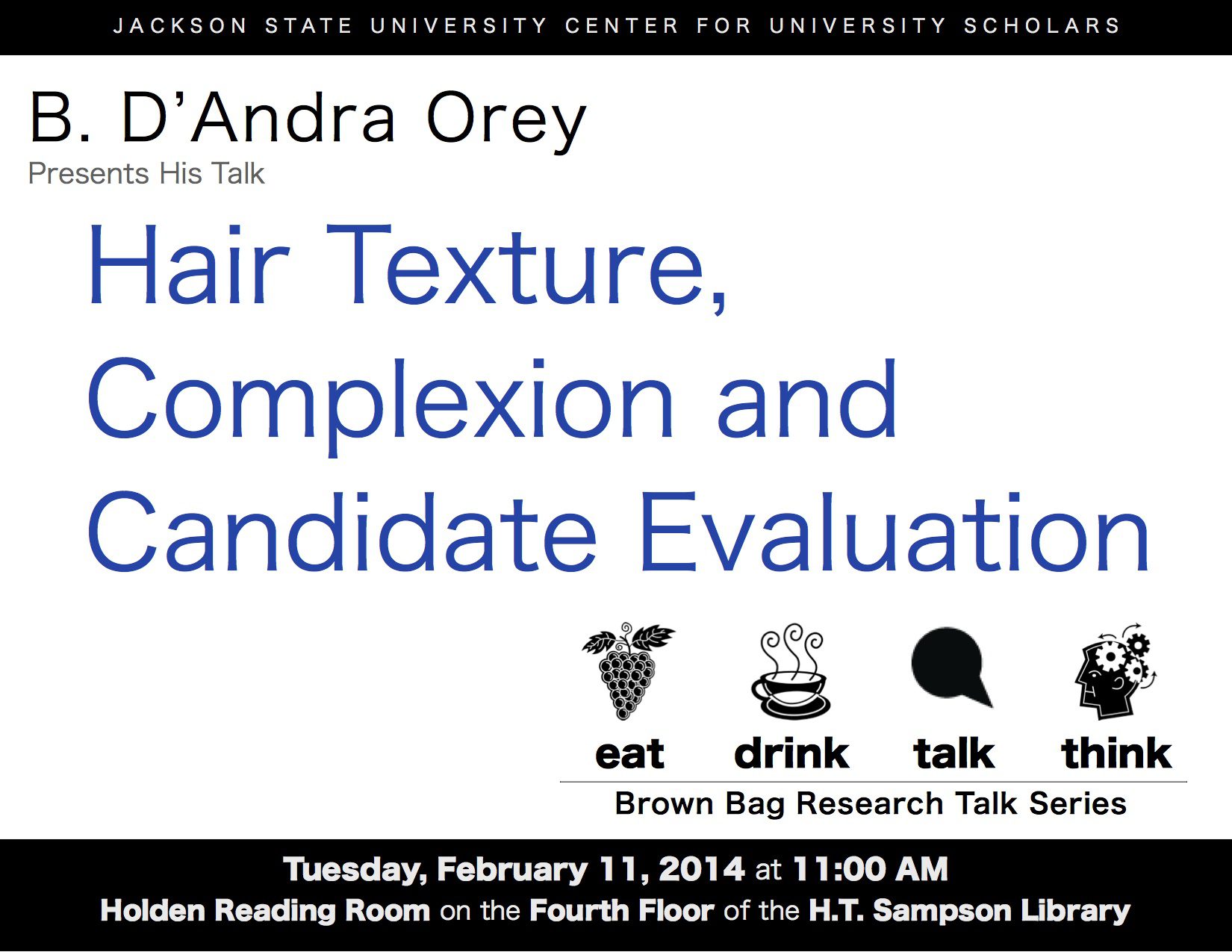 Flyer for Brown Bag Research Talk with Dr. Orey