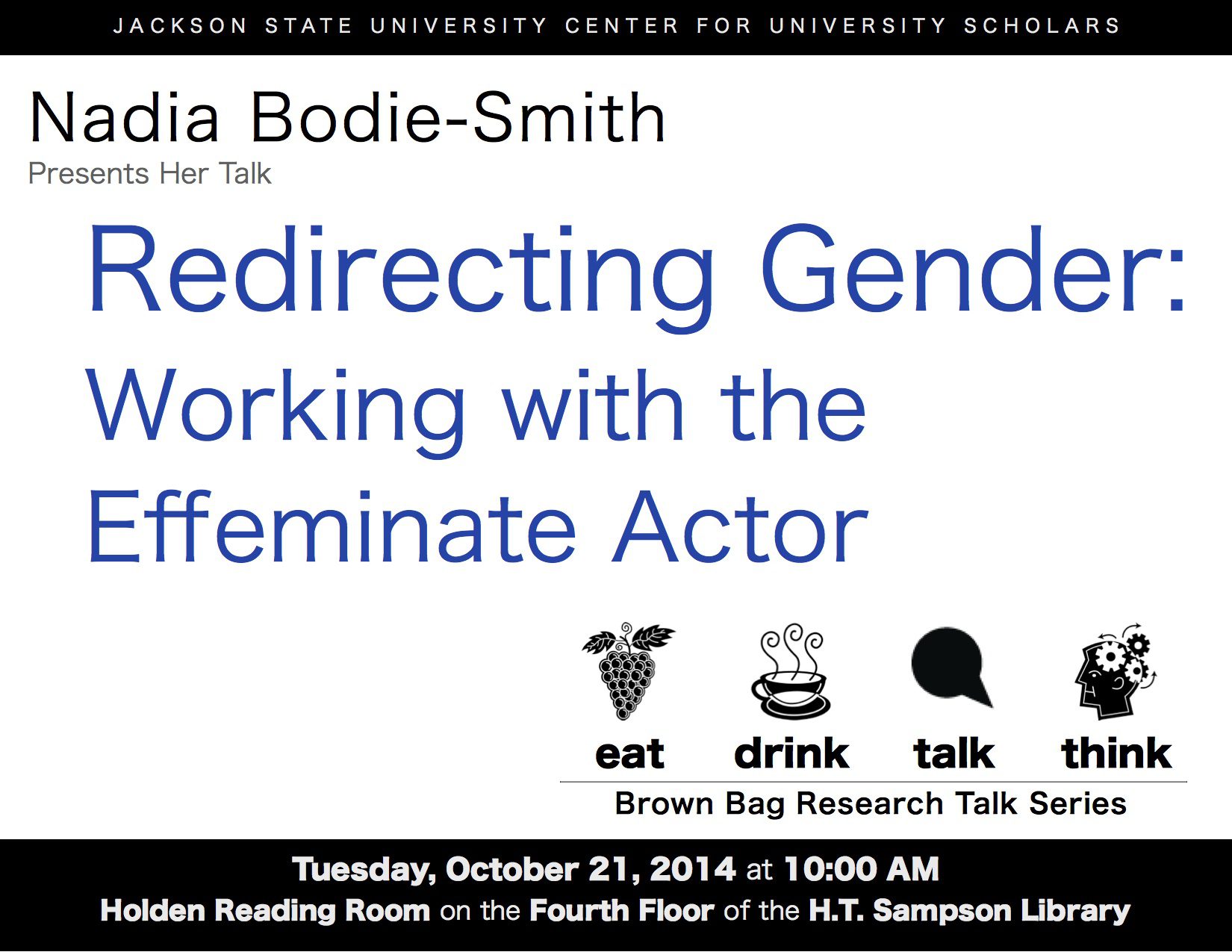 Bodie-Smith's Brown Bag Research Talk Flyer