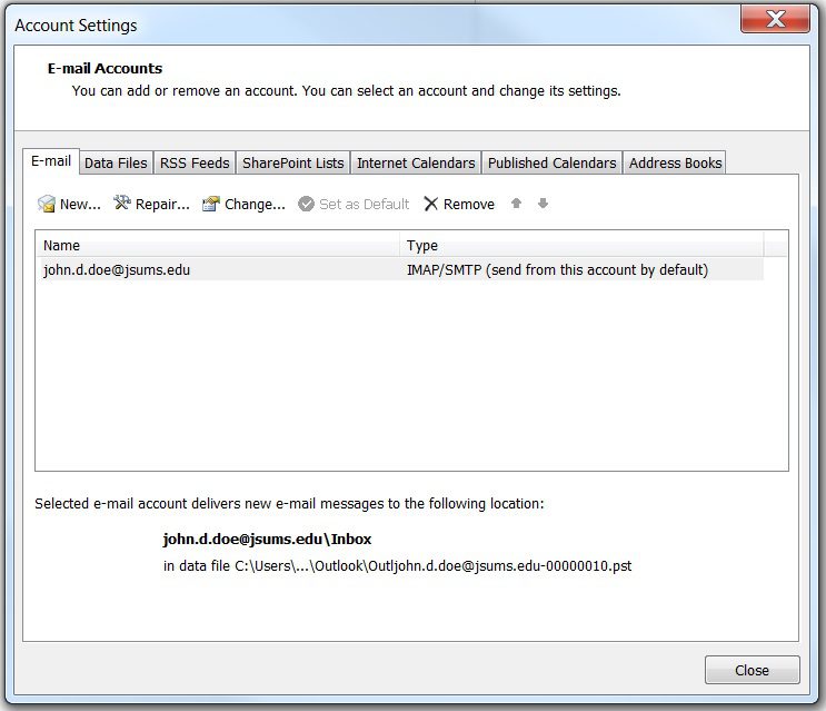 CONFIGURE MS OUTLOOK Email Support Jackson State University