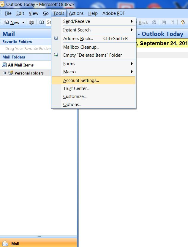 CONFIGURE MS OUTLOOK Email Support Jackson State University