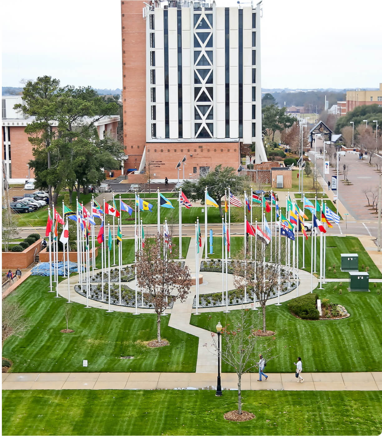 JSU Campus, international flags